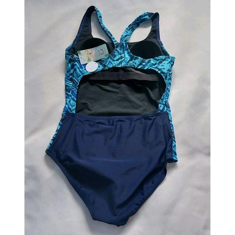 Women Athletic One Piece Swimsuit Racerback‎ Sport Lap Swimming Suit Swimwear S